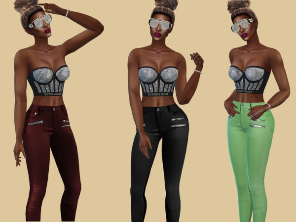 The Sims Resource: Slipped Leather Pants by Teenageeaglerunner