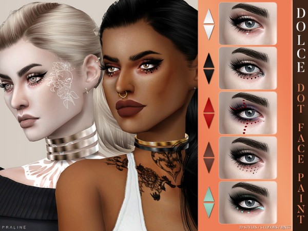  The Sims Resource: Dolce Dot Face Paint N57 by Pralinesims
