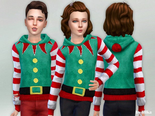  The Sims Resource: Christmas Hoodie for Children by lillka