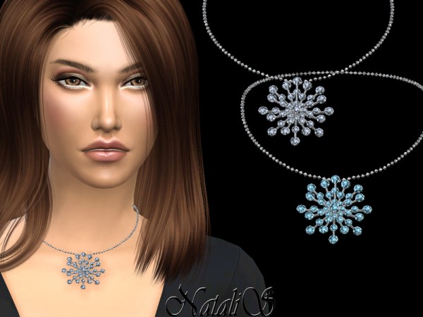  The Sims Resource: Round crystals snowflake necklace by NataliS