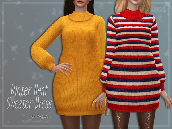  The Sims Resource: Winter Heat Sweater Dress by Trillyke