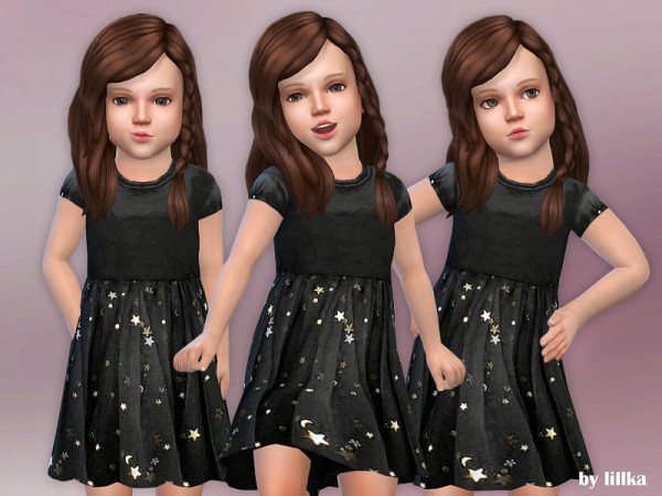  The Sims Resource: Gold star toddler dress by lillka