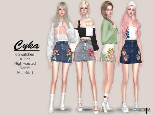  The Sims Resource: Denim Mini Skirt by Helsoseira