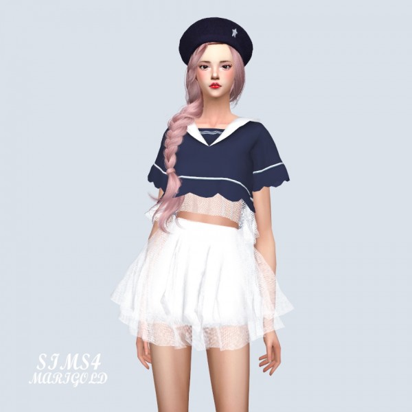  SIMS4 Marigold: Sailor Wave Crop Top