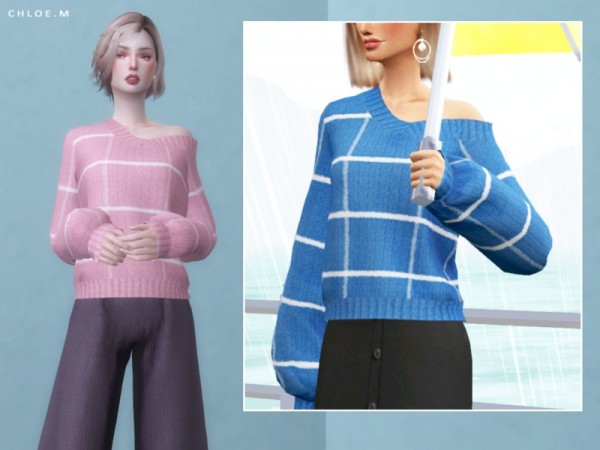  The Sims Resource: Off The Shoulder Sweater by ChloeMMM