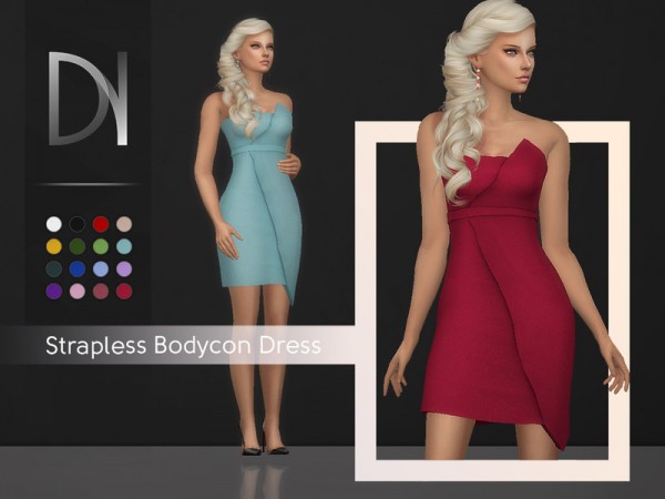  The Sims Resource: Strapless Bodycon Dress by DarkNighTt