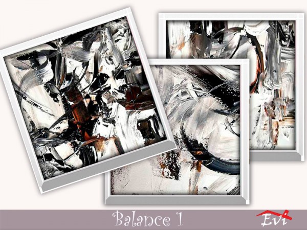  The Sims Resource: Balance 1 Three black and white paintings by evi