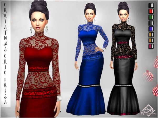 The Sims Resource: Christmas Chic Dress by Devirose