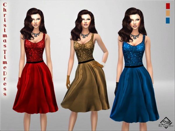  The Sims Resource: Christmas Time Dress by Devirose