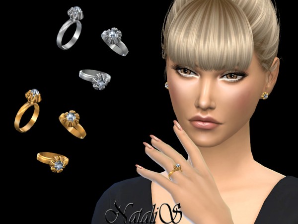  The Sims Resource: 6 Prong diamond stud rings by NataliS