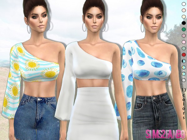  The Sims Resource: 358   One Shoulder Crop Top by sims2fanbg