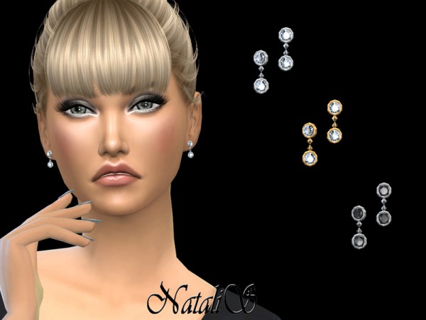  The Sims Resource: Double round crystals earrings by NataliS