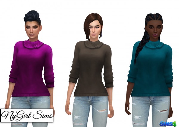 NY Girl Sims: Collared Sweater with Button • Sims 4 Downloads