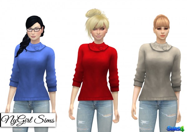 NY Girl Sims: Collared Sweater with Button
