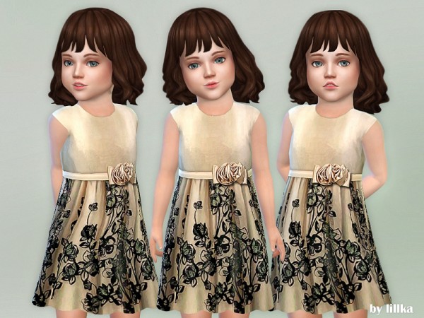  The Sims Resource: Satin Flower Dress by lillka
