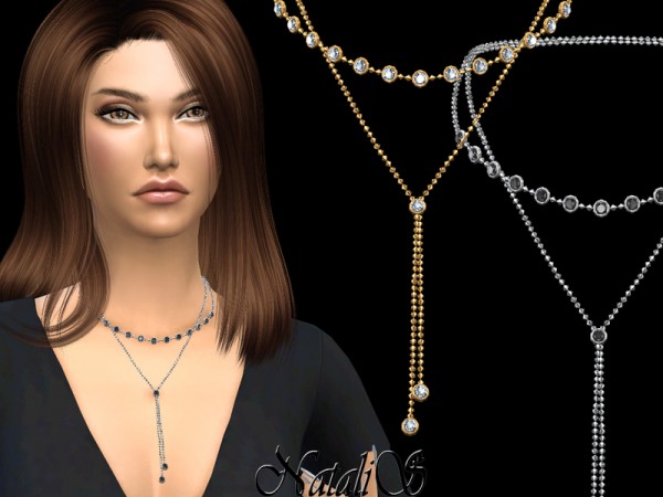  The Sims Resource: Double round crystals necklace by NataliS