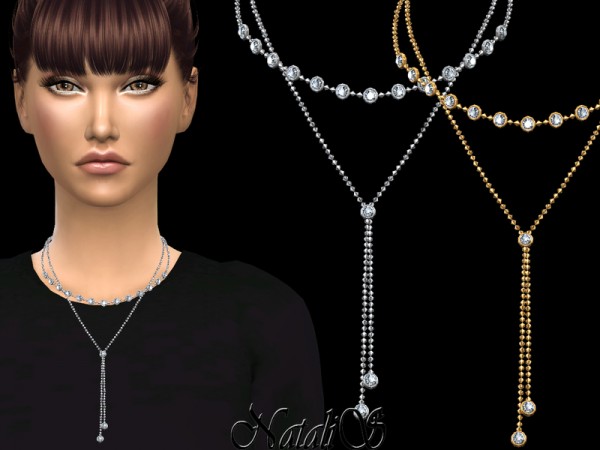  The Sims Resource: Double round crystals necklace by NataliS