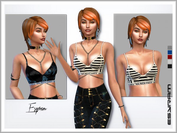  The Sims Resource: Striped stretch knit bustier by EsyraM
