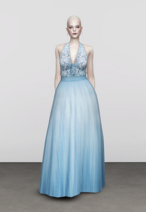 Rusty Nail: Embellished Tulle Blue halter neck gown