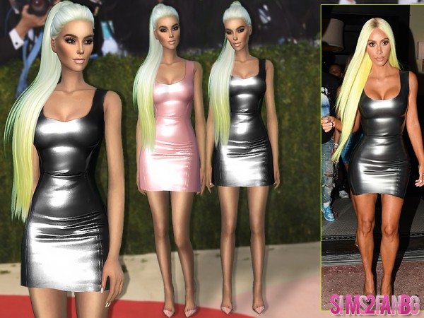  The Sims Resource: Skintight Metallic Dress 362 by sims2fanbg