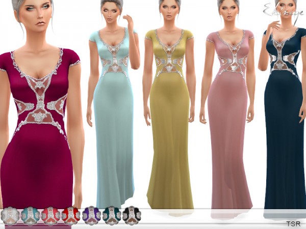  The Sims Resource: Long Dress With Jewel Detailing by ekinege