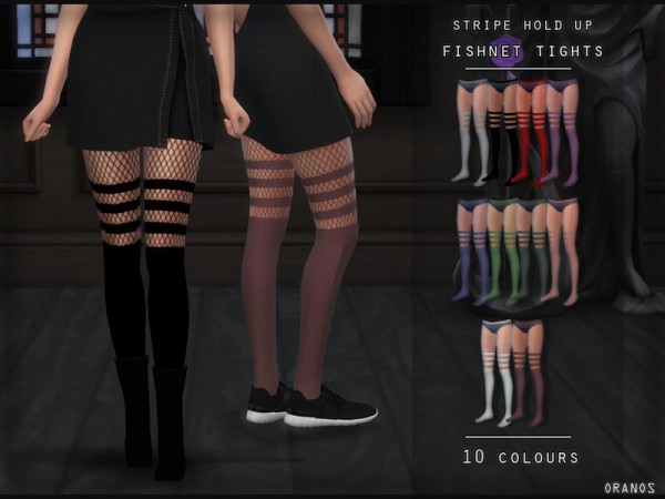  The Sims Resource: Stripe Hold Up Fishnet Tights by OranosTR