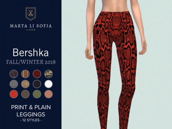  The Sims Resource: Print and plain leggings by martalisofia