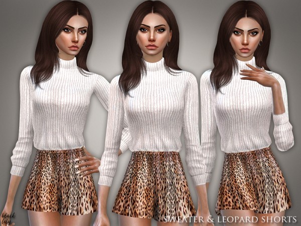  The Sims Resource: Sweater and Leopard Shorts
