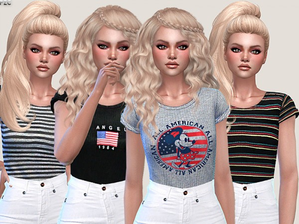 The Sims Resource: Striped Casual and Sporty Tees by Pinkzombiecupcakes ...