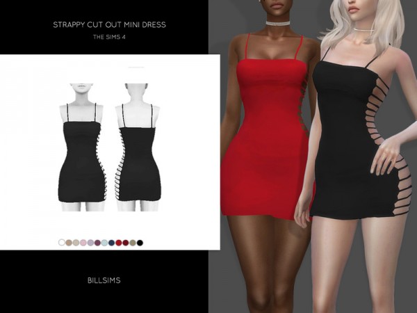  The Sims Resource: Strappy Cut Out Mini Dress by Bill Sims