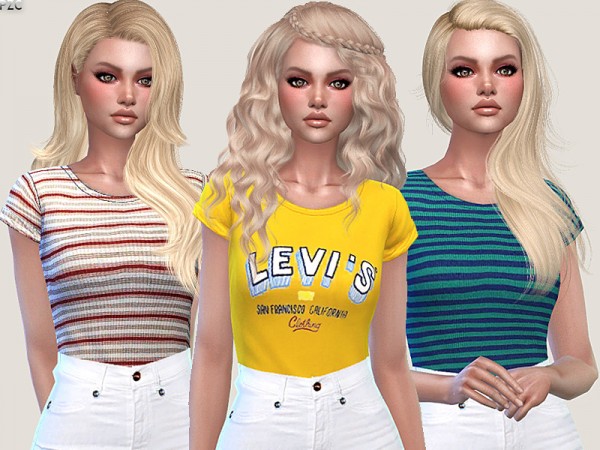  The Sims Resource: Striped Casual and Sporty Tees by Pinkzombiecupcakes