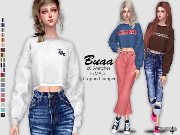 The Sims Resource: BUAA   Oversized Cropped Jumper by Helsoseira