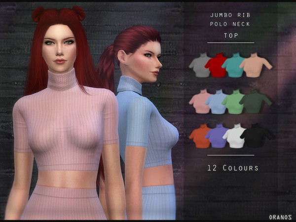  The Sims Resource: Jumbo Rib Polo Neck Top by OranosTR