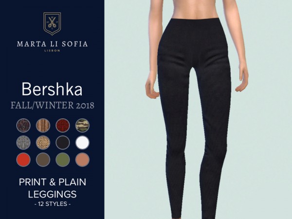  The Sims Resource: Print and plain leggings by martalisofia