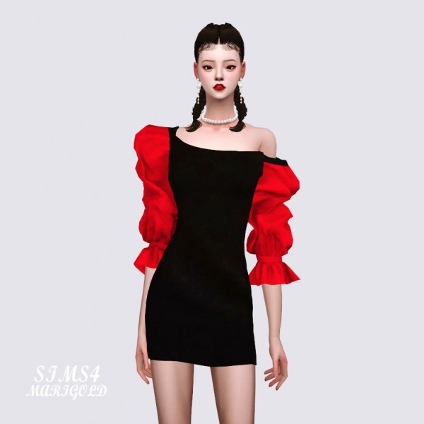 SIMS4 Marigold: Velvet Mini Dress