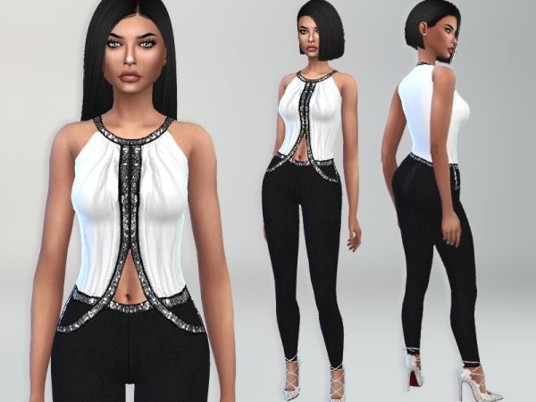 The Sims Resource: Sequined Jumpsuit by Puresim • Sims 4 Downloads