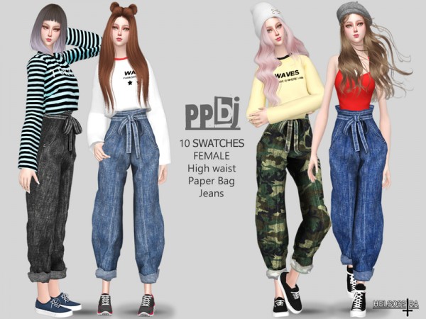  The Sims Resource: Paper Bag Jeans by Helsoseira
