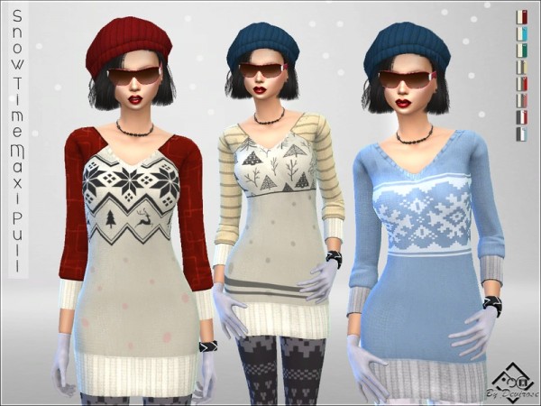  The Sims Resource: Snow Time Maxi Pullover by Devirose
