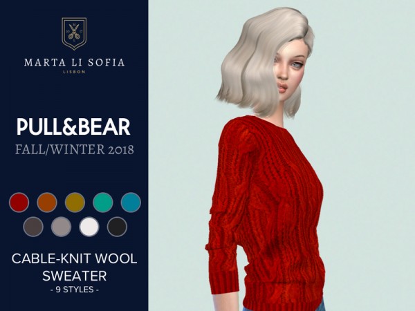  The Sims Resource: Cable knit wool sweater by martalisofia