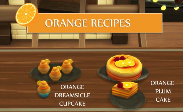  Mod The Sims: Orange Recipes   Orange Cupcake and Orange Plum Cake by icemunmun