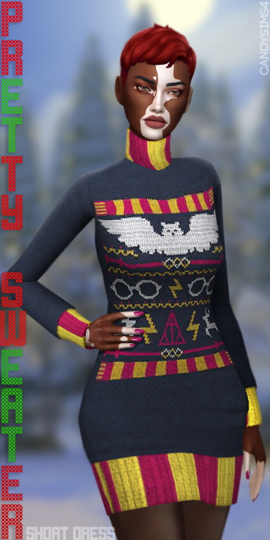  Candy Sims 4: Pretty Sweater short dress