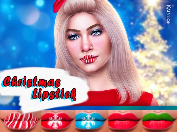  The Sims Resource: Christmas Lipstick by KatVerseCC