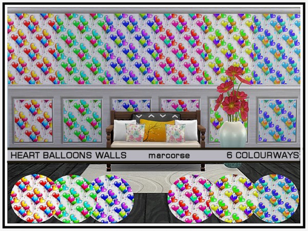  The Sims Resource: Heart Balloons Walls by marcorse