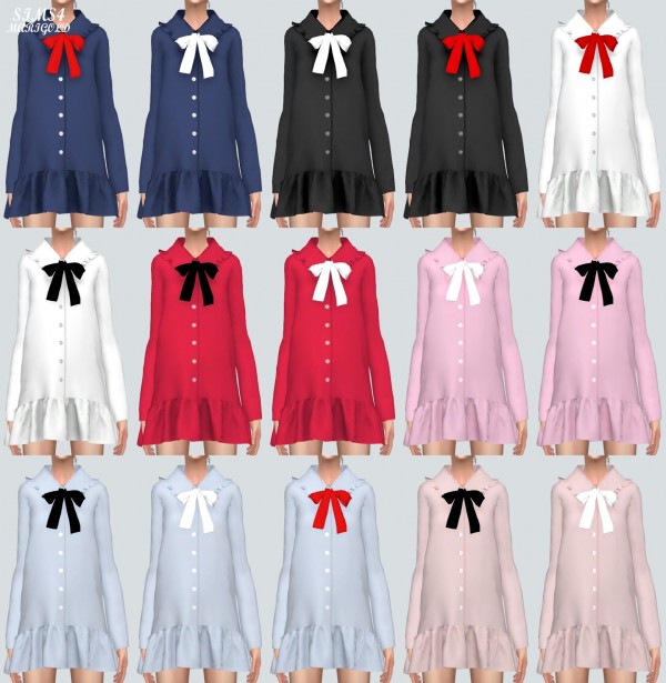 SIMS4 Marigold: Ribbon Frill Mini Dress