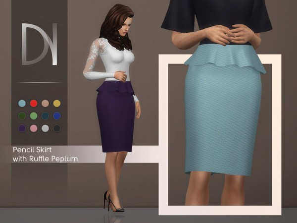  The Sims Resource: Pencil Skirt with Ruffle Peplum by DarkNighTt