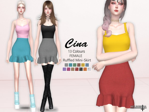  The Sims Resource: CINA   Ruffled Mini Skirt by Helsoseira