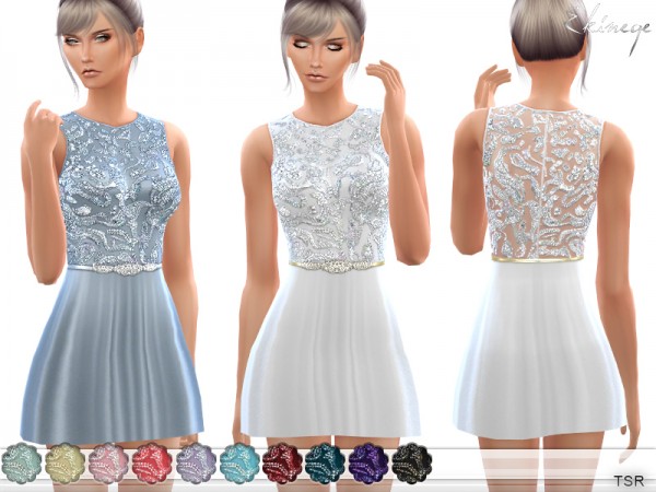  The Sims Resource: Beaded Bodice Mini Dress by ekinege