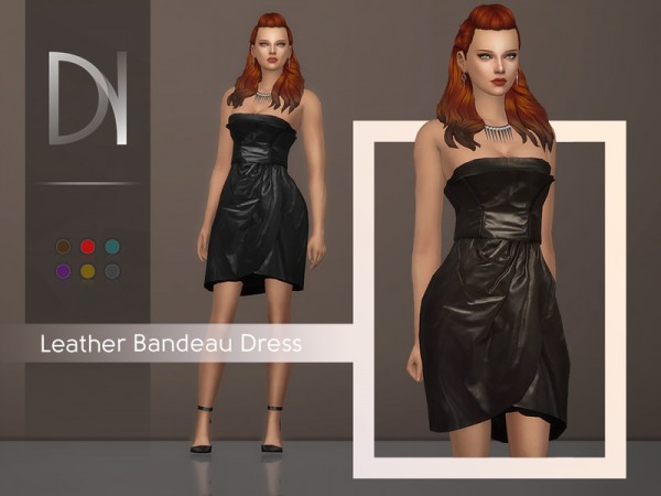  The Sims Resource: Leather Bandeau Dress by DarkNighTt