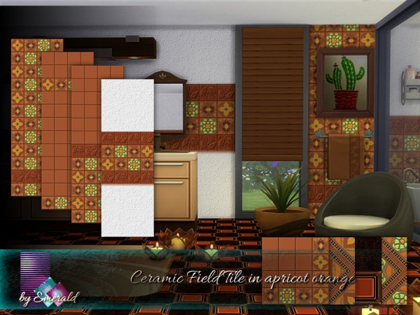  The Sims Resource: Ceramic Field Tile in apricot orange by emerald