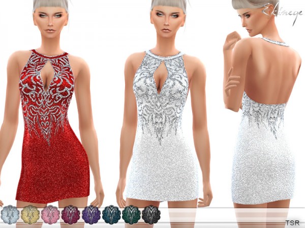  The Sims Resource: Sequined Keyhole Detail Dress by ekinege
